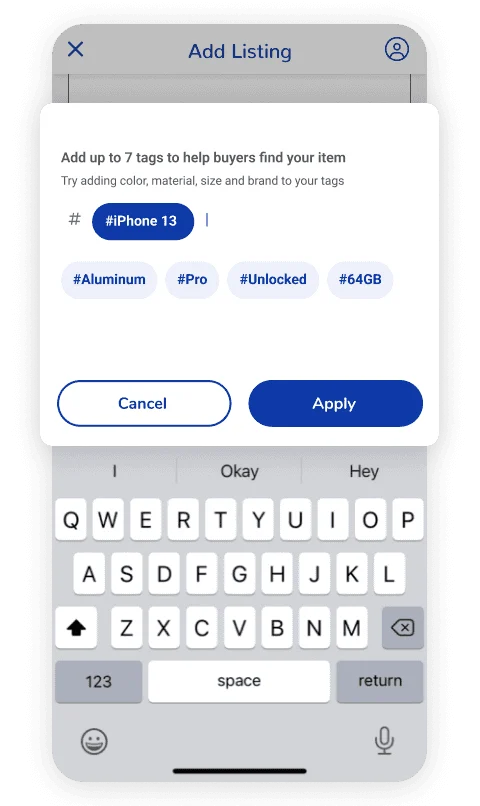 shopXchange add-listing screen